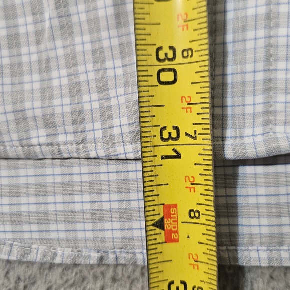 Poncho Western Button Down Fishing Shirt 3XL Blue Checkered  Long Sleeve - Picture 6 of 8